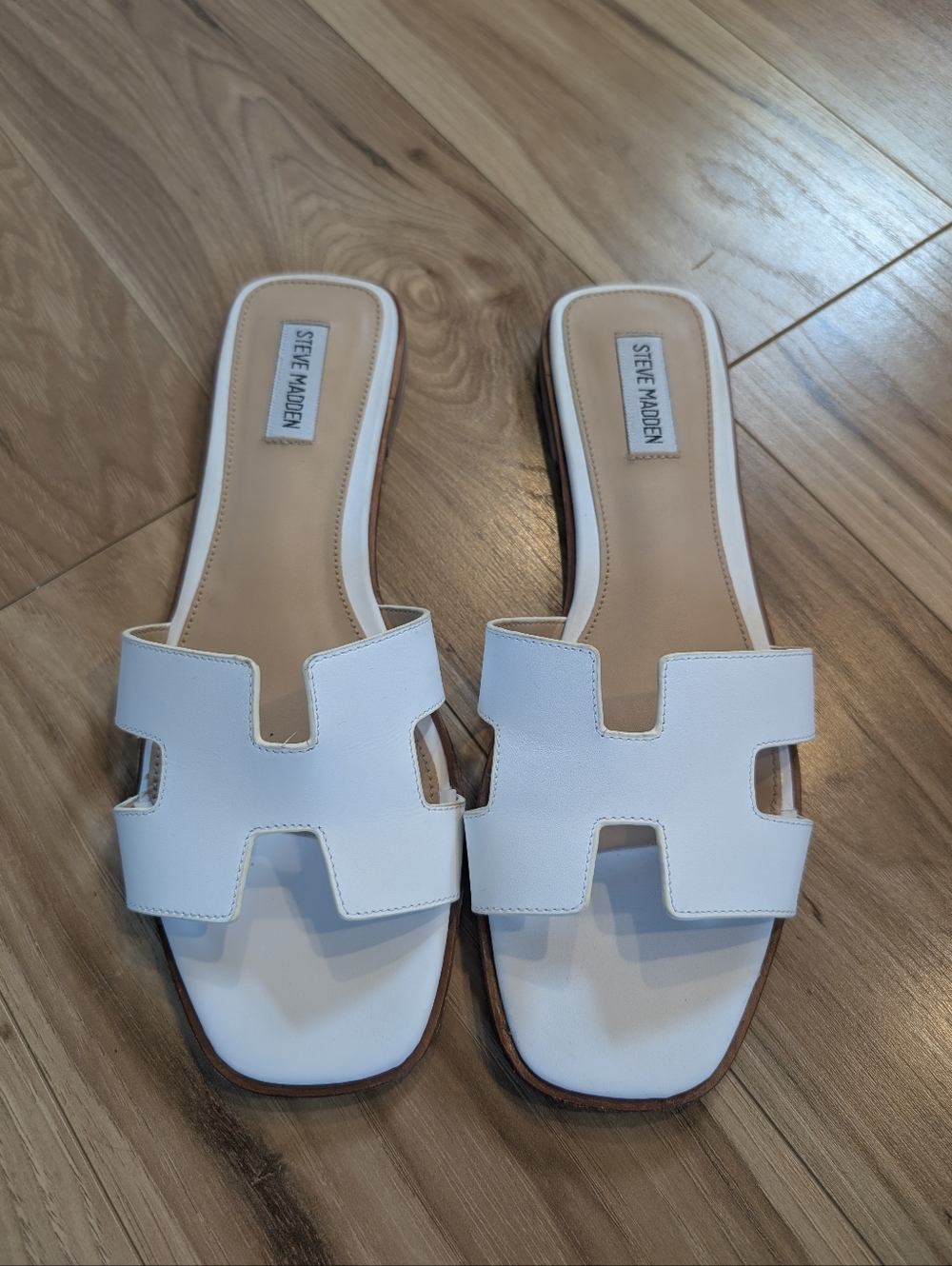 White Steve Madden Slides